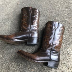 Vintage double H/H leather cowboy western boots
